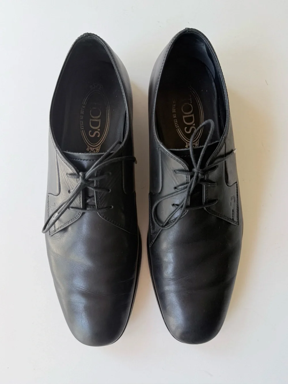 Tod's Smooth Leather Derby Lace-Up Plain Toe Dress Shoes in Black Men’s Size 7